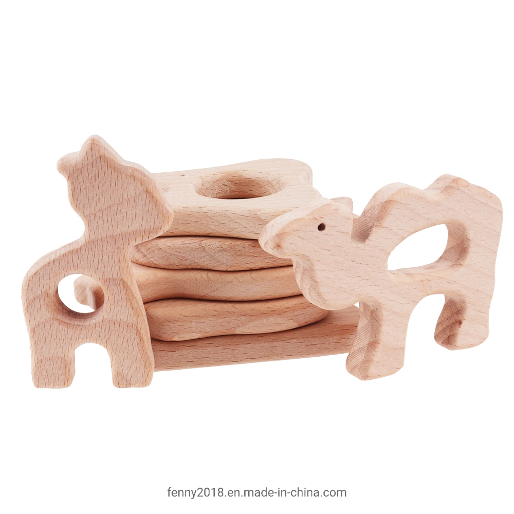 Wood Teething Toys Baby Teether Wooden Animal Teethers Beech Wood Pacifier Pendant DIY Wooden Accessory
