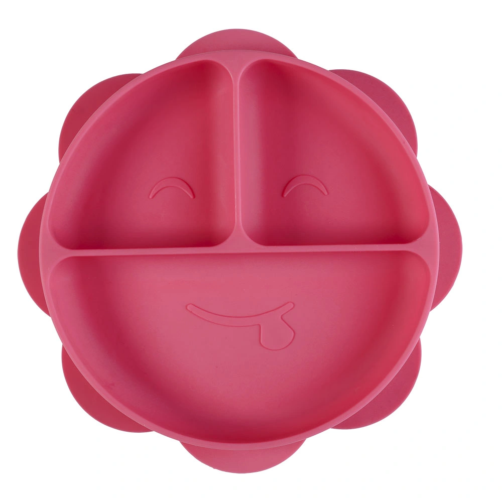 Amazon Hot BPA Free Kids Toddler Divided Silicone Plate Baby Suction Baby Silicone Plate Baby Feeding Silicone Baby Plate