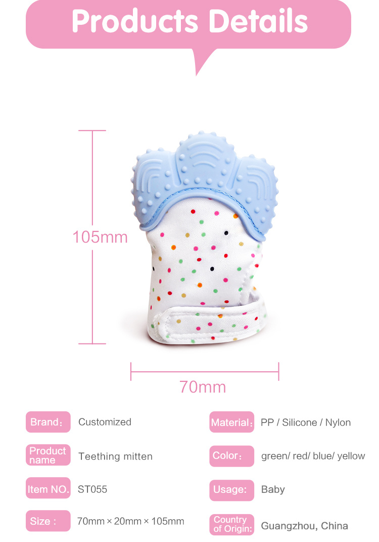 Baby Teething Mitten Teether Mitten Soothing Infant Teething Mitt Teether Toy with Cotton Bib