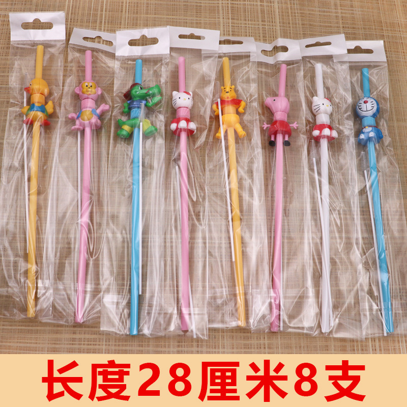 Plastic Drinking Straw with Spoon Plastic Spoon Straws