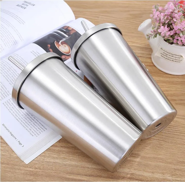 Juice Straw Cup Hot Selling Stainless Steel Vacuum Coffee Cup with Straw
