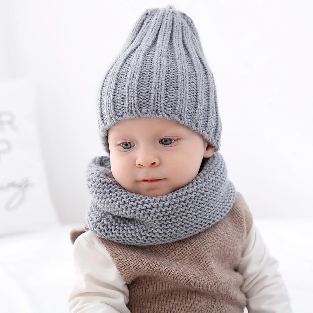 Winter Neckerchief Children's Cotton Muffler Baby Bib Warm Soft Boys Scarves & Cap Girls Scarf & Hat