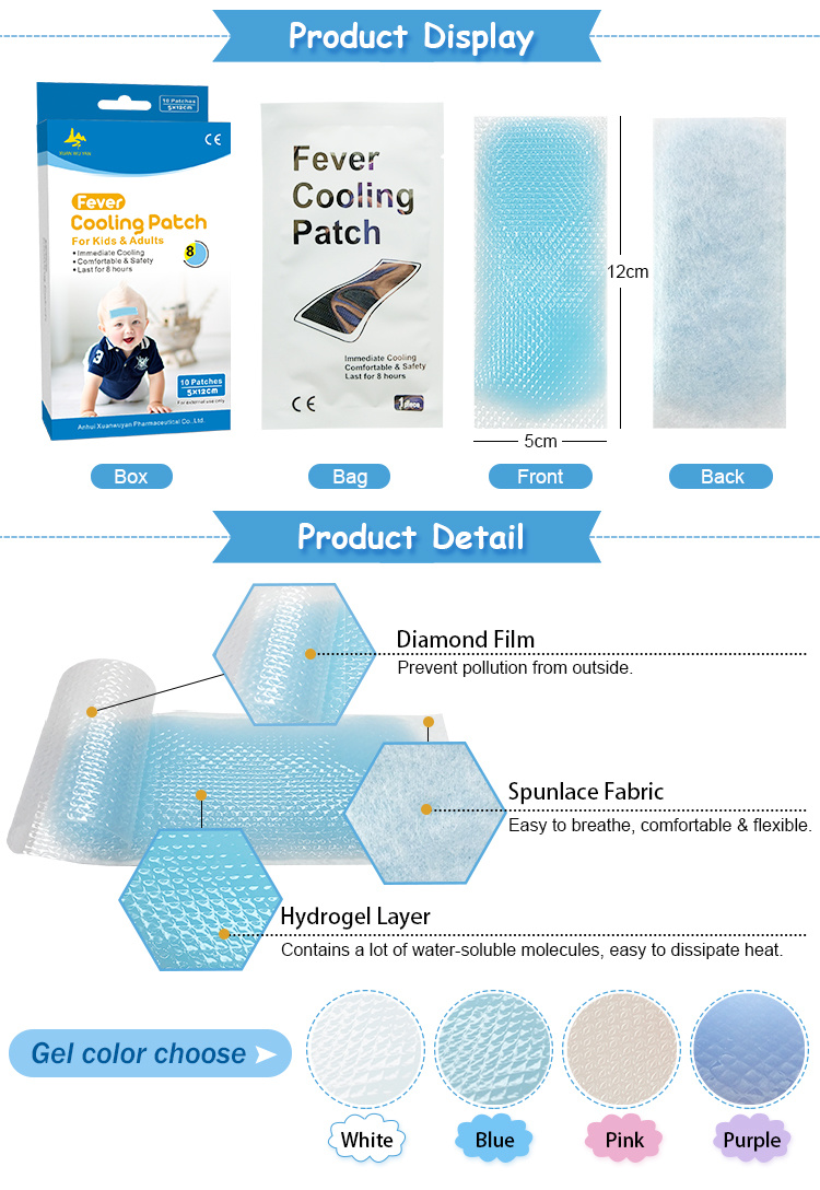 Home Care Products Blue Hydrogel Relieving Fever Patch for Baby