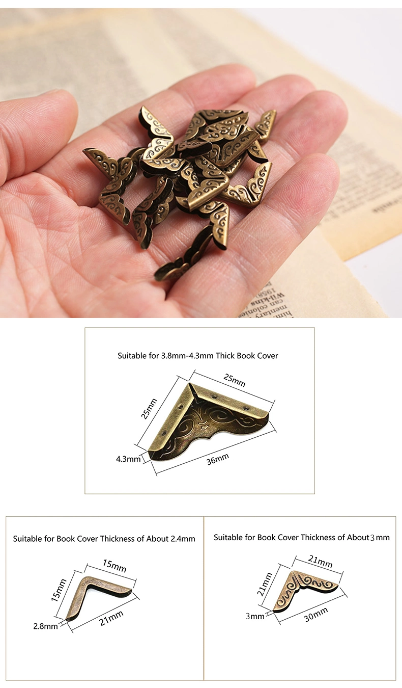 Antique Brass Jewelry Box Chest Protector Guard Edge Cover Book Corner Album Corner Guard
