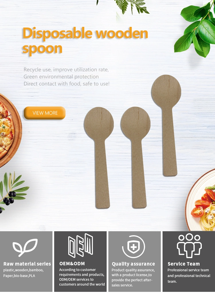 Eco-Friendly Disposable Cutlery Wooden Spoons for Dinner