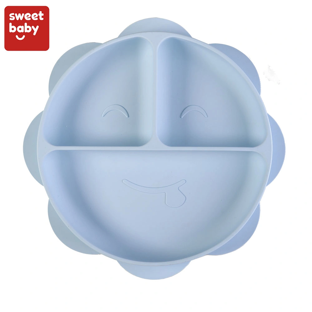 Amazon Hot BPA Free Kids Toddler Divided Silicone Plate Baby Suction Baby Silicone Plate Baby Feeding Silicone Baby Plate