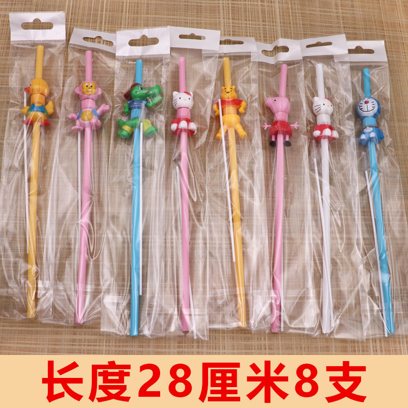 New Design 24cm Disposable Colour Pipette Spoon Ice Cream Spoon Drinking Straw with Spoon