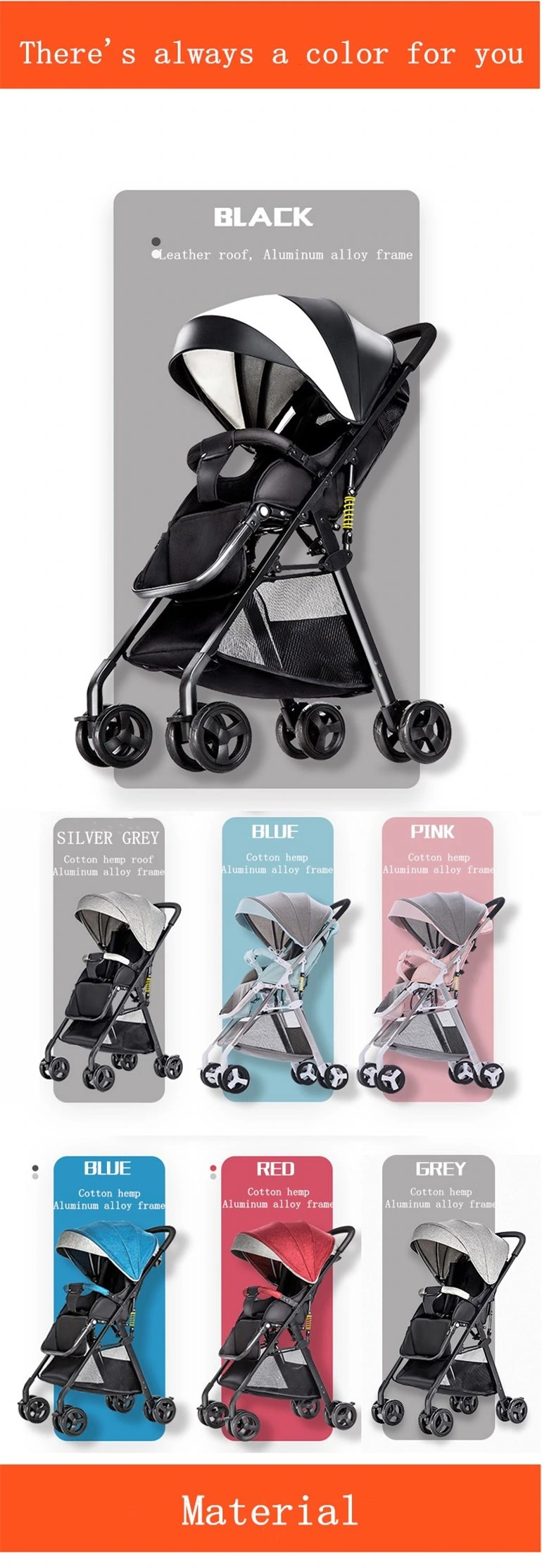 509 Black Portable Folding Baby Umbrella Car Baby Stroller
