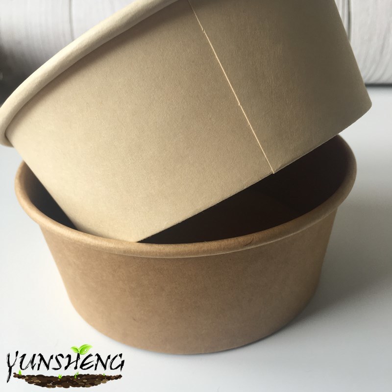 Compostable Salad Bowl Round Kraft Paper Bowl with Lid