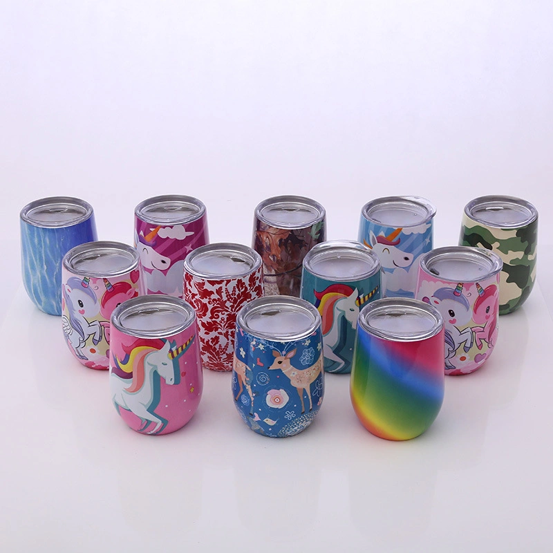Stainless Steel Mug Eggshell Cute Cartoon Cup Sports Cup with Straw
