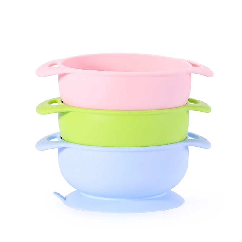 Food Grade BPA Free Silicone Baby Children Unbreakable Anti-Slip Dinner Suction Bowl Sedex BSCI