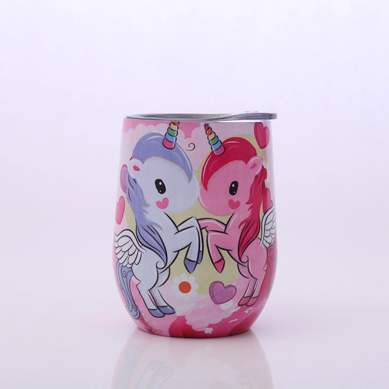 Stainless Steel Mug Eggshell Cute Cartoon Cup Sports Cup with Straw