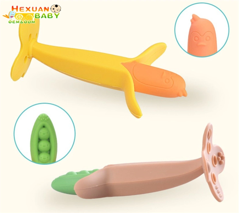 Wholesale Fruit Banana Baby Toothbrush Teether Toy for Kids Baby Teething Toy Silicone Baby Teethers