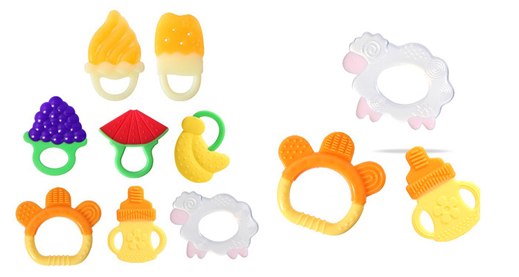 Eco Friendly BPA Free Freezer Safe Fruit Baby Teething Toys Funny Baby Silicone Teether