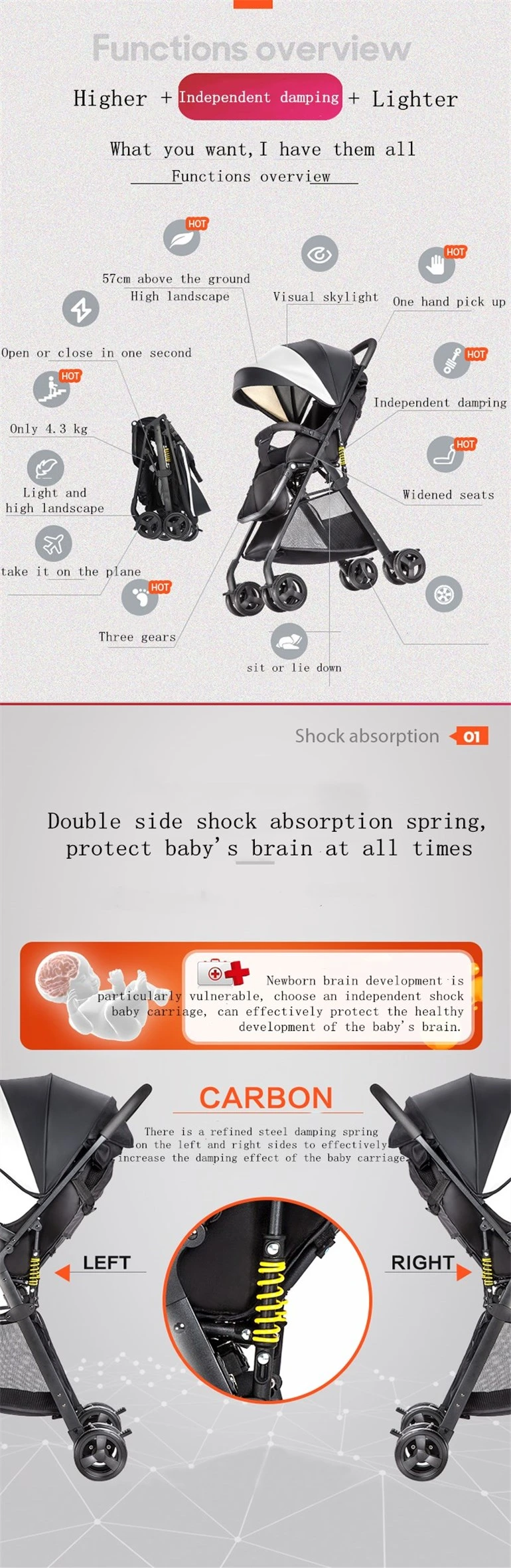 509 Lake Blue Portable Folding Baby Umbrella Car Baby Stroller