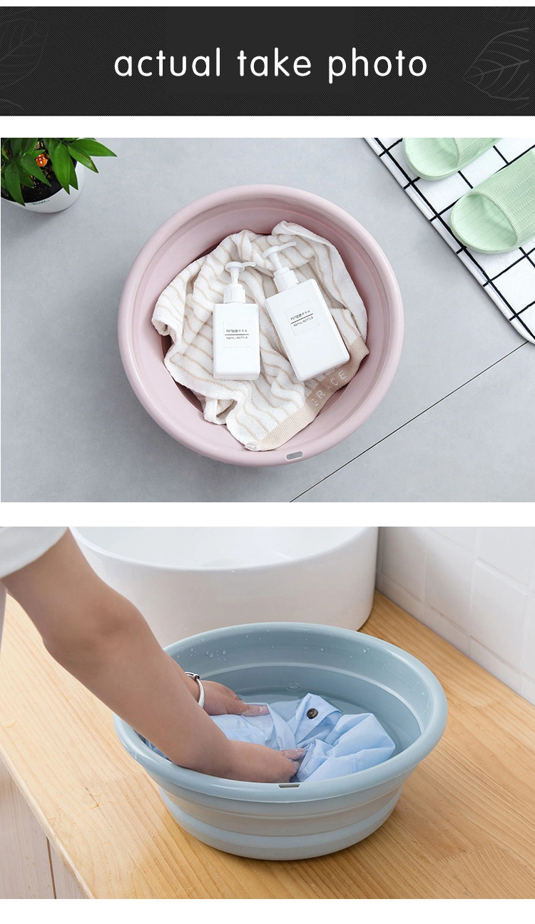 Collapsible Silicone Washtub Baby Washbasin Bathroom Travel Folding Wash Basin Bucket