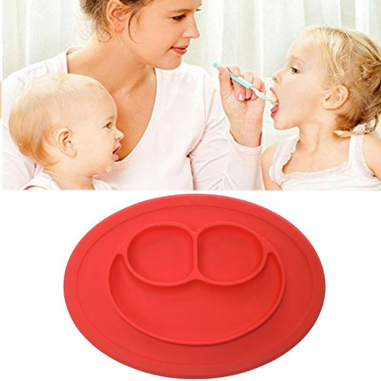 Durable Suction Bowl Silicone Dinner Plate Set with Baby Spoons
