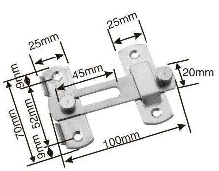 90 Degree Stainless Steel Slide Bolt Door Safety Guard Latch