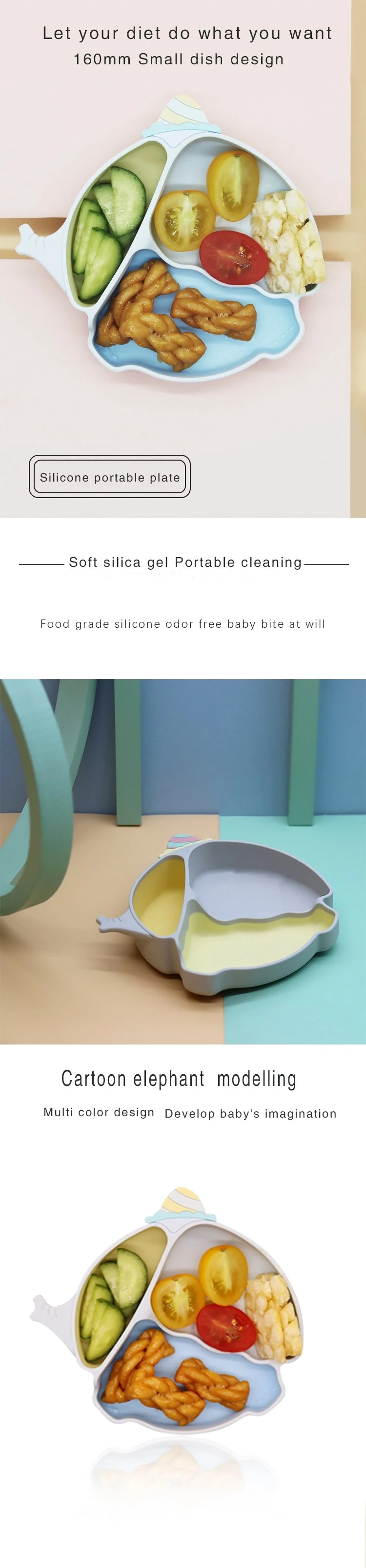 Safe Silicone Suction Plate BPA Free Dishwasher Microwave Safe Food Grade Silicone Baby Toddler Tableware