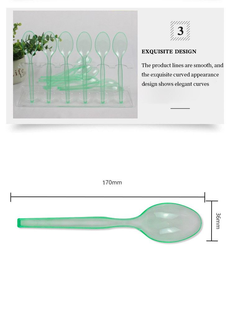 Customzied Disposable Colorful Cutlery Plastic Green Spoon for Party