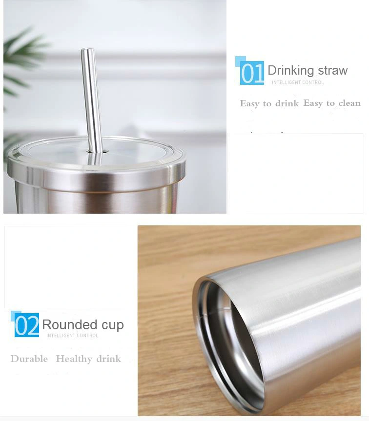 Juice Straw Cup Hot Selling Stainless Steel Vacuum Coffee Cup with Straw