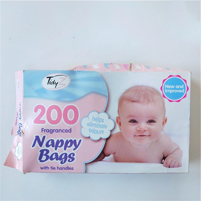 Fragrance Soft LDPE Disposable Plastic Scented Baby Diaper Bag Individual Package Nappy Bag with Tie Handle
