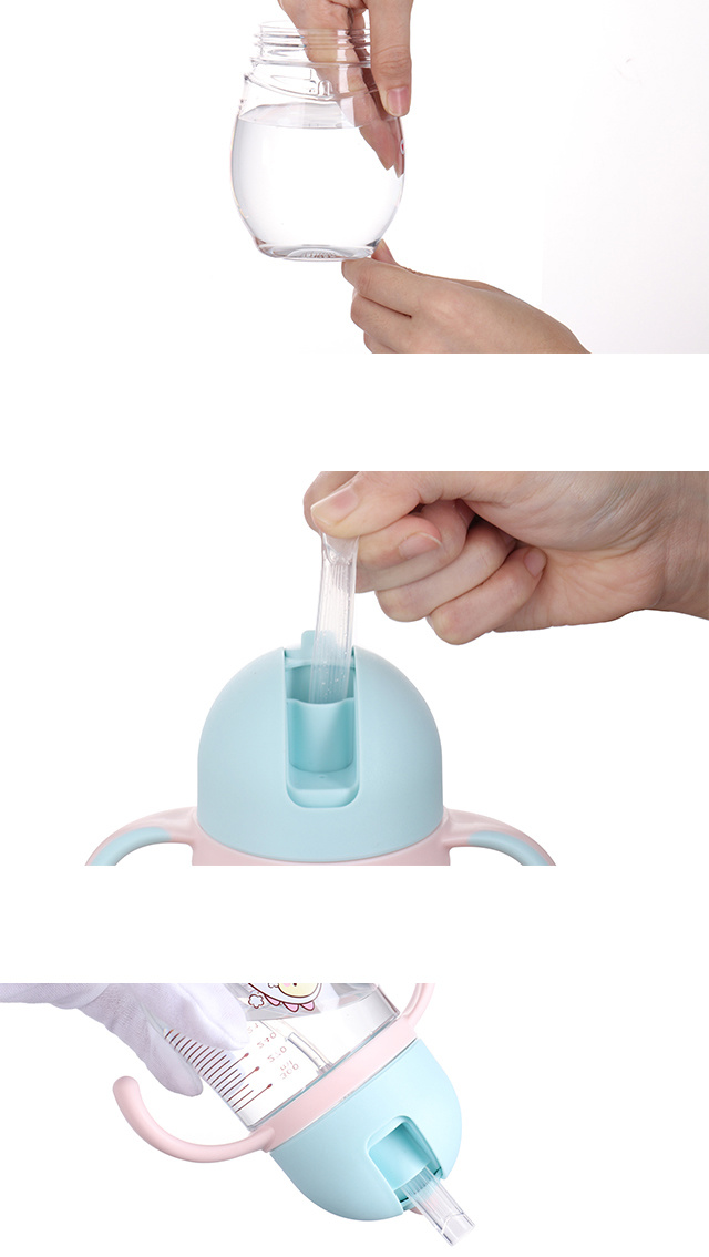 Plastic Temperature Silicone Baby Feeding Milk Bottle with Baby Food Tritan Feeder 300ml