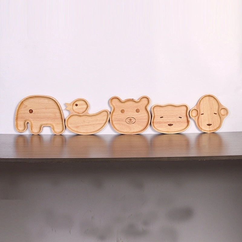 Cartoon Animal Shape Bamboo Baby Feeding Plate for Kids.