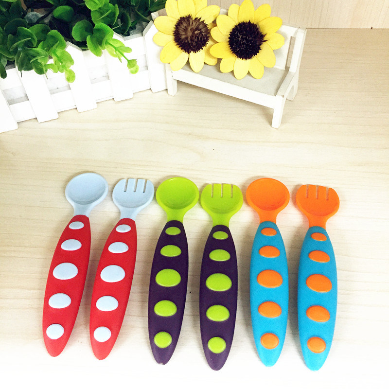 Colorful Plastic Baby Spoon, Baby Feeding Dinner Fork