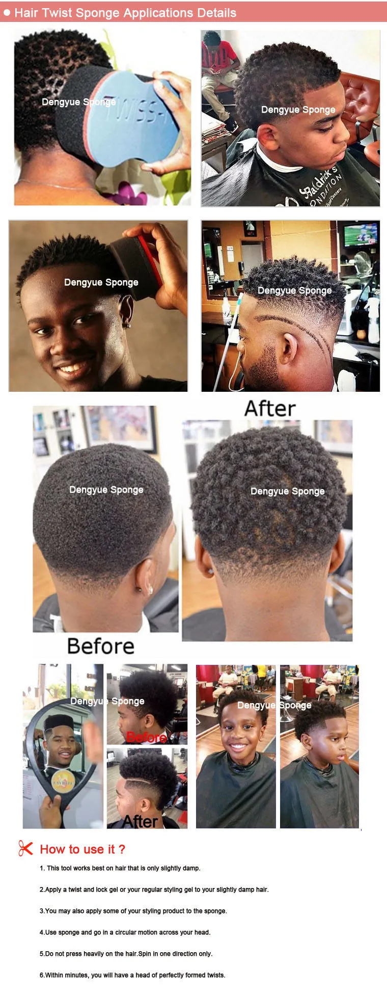 Black Man Twist Hair Brush Dreads Loc Twist Curl Sponge