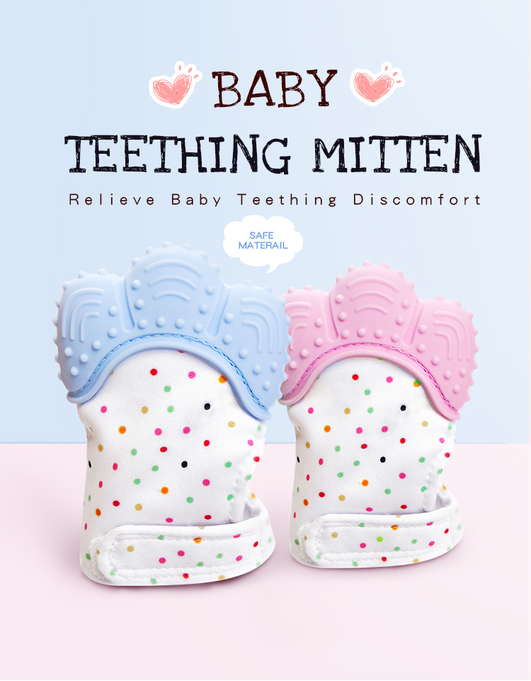 Baby Teething Mitten Teether Mitten Soothing Infant Teething Mitt Teether Toy with Cotton Bib