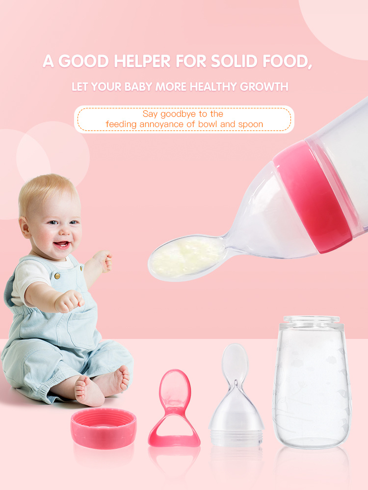 BPA Free Food Grade Baby Feeding Bottle with Spoon Baby Spoon Bottle Spoon Feeder Baby Squeeze Bottle