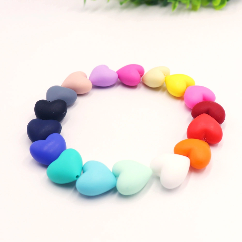 Silicone Heart Teether Beads Food Grade DIY Silicone Baby Pacifier Teething Charm Jewelry Toy Making Beads