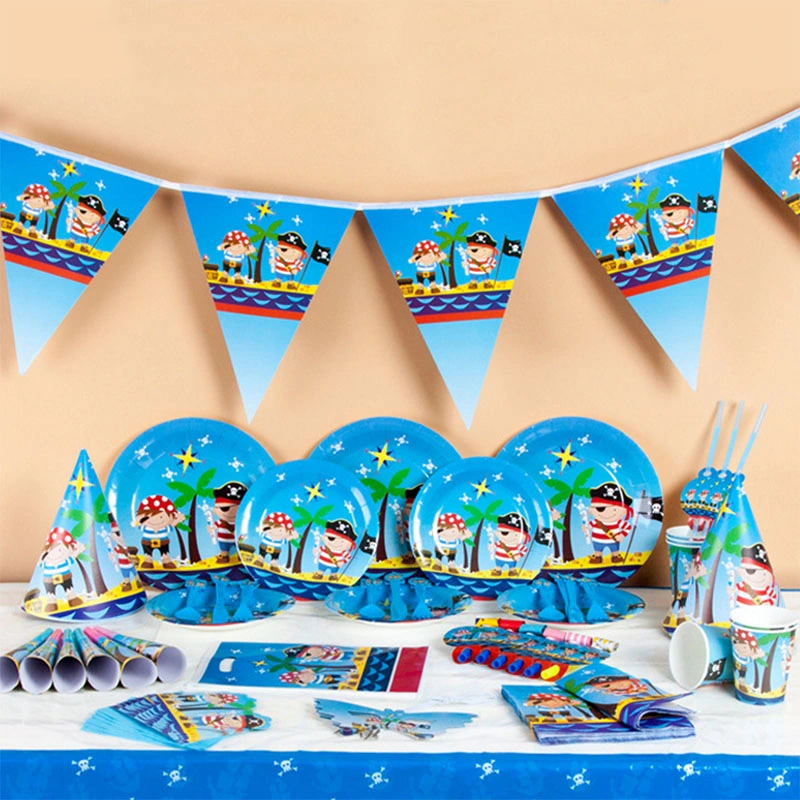 Pirate Theme Baby Shower Kids Birthday Party Supplies Plate Cup Set Party Decorations