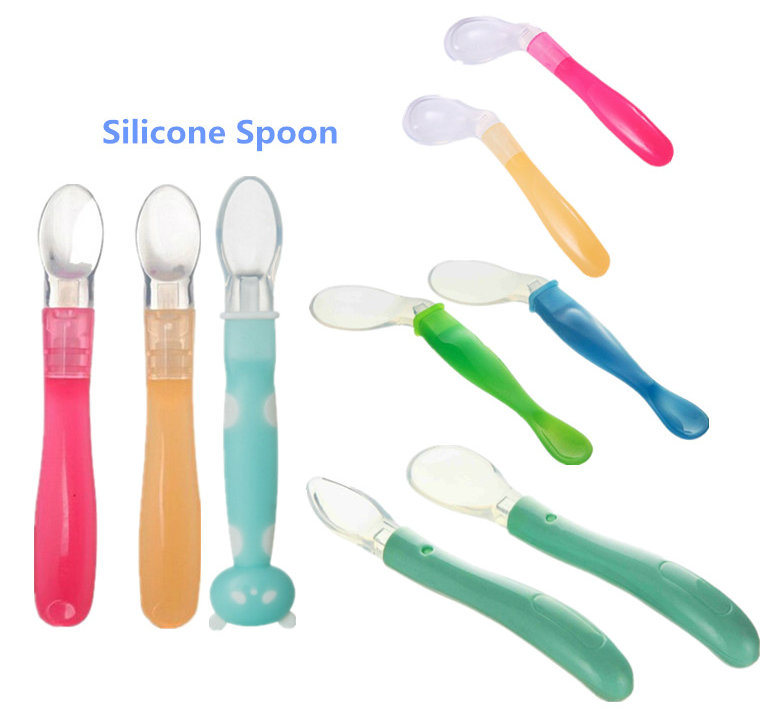 New Design Silicone Baby Food Spoon with Suction Base