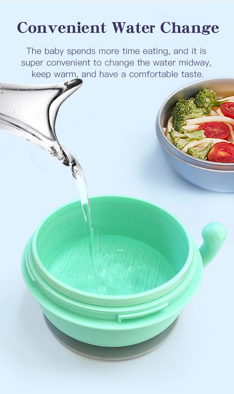 Water Injection Baby Eating Bowl Sucker Baby Bowl with Suction Cup