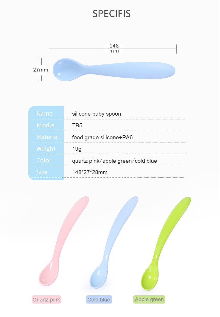 BPA Free Temperature Sensor Color Changing Silicone Baby Spoon for Infant Baby Training Baby Feeding Spoon