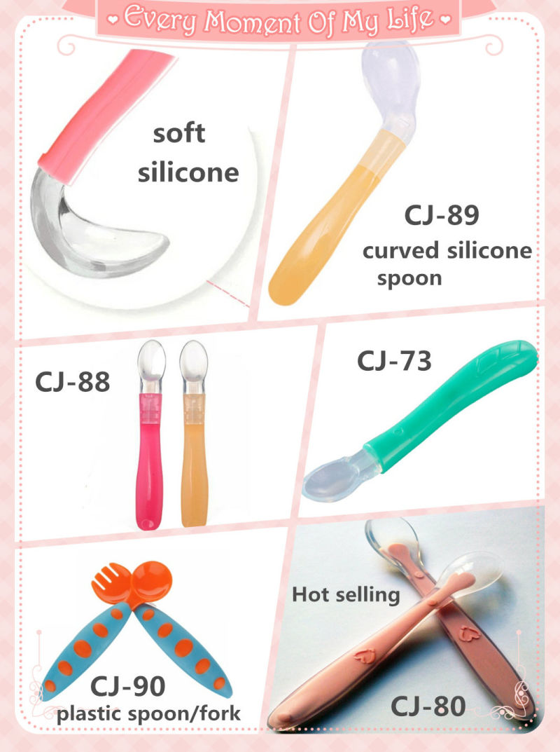 Curved Silicone Baby Feeding Spoon for Kids