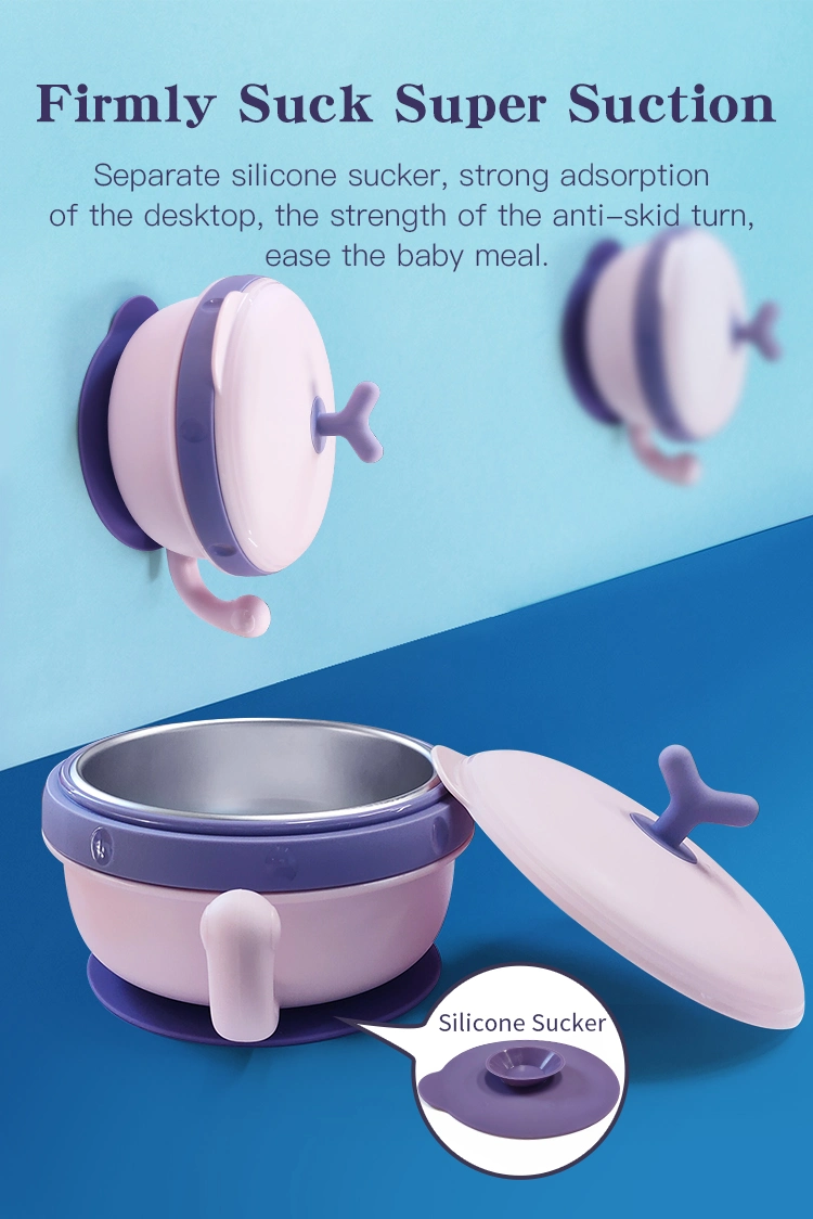 Water Injection Baby Eating Bowl Sucker Baby Bowl with Suction Cup