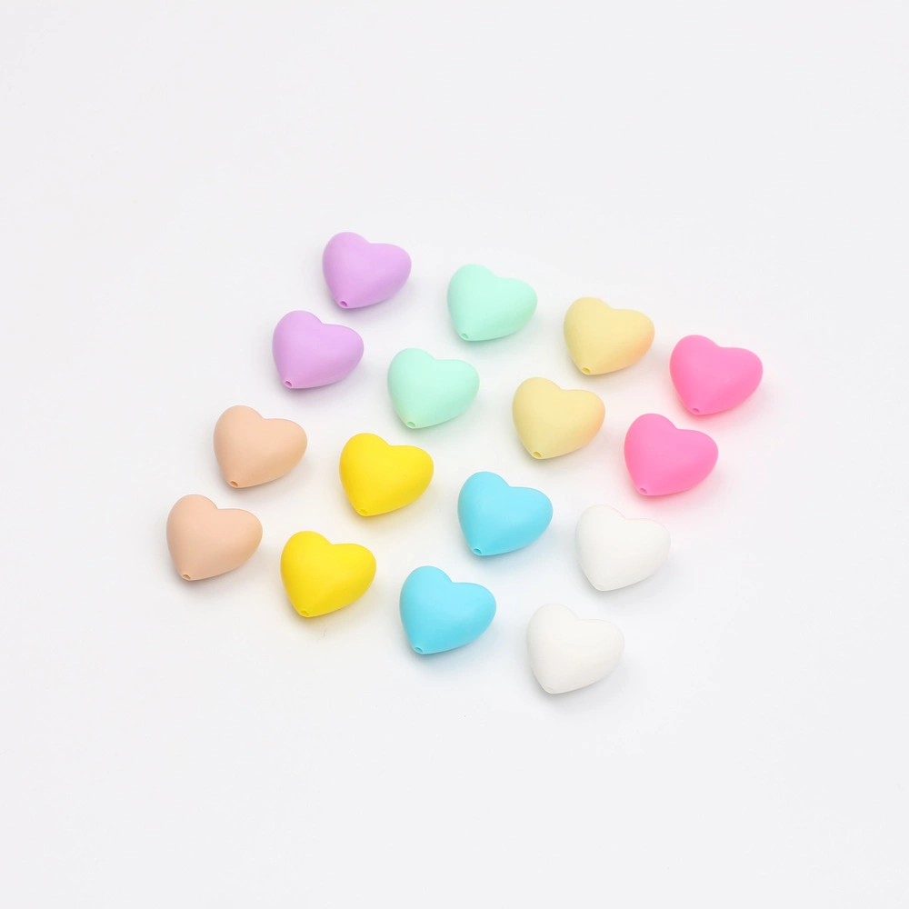 Silicone Heart Teether Beads Food Grade DIY Silicone Baby Pacifier Teething Charm Jewelry Toy Making Beads