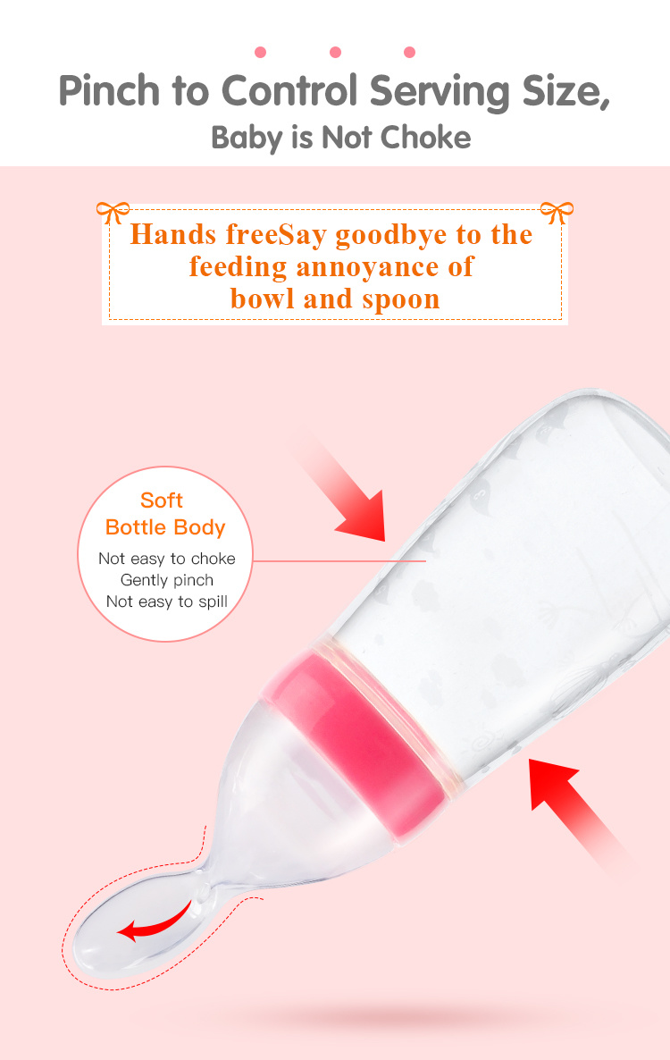 Baby Product Hot Sell Silicone Baby Spoon Baby Feeding Bottle with Spoon