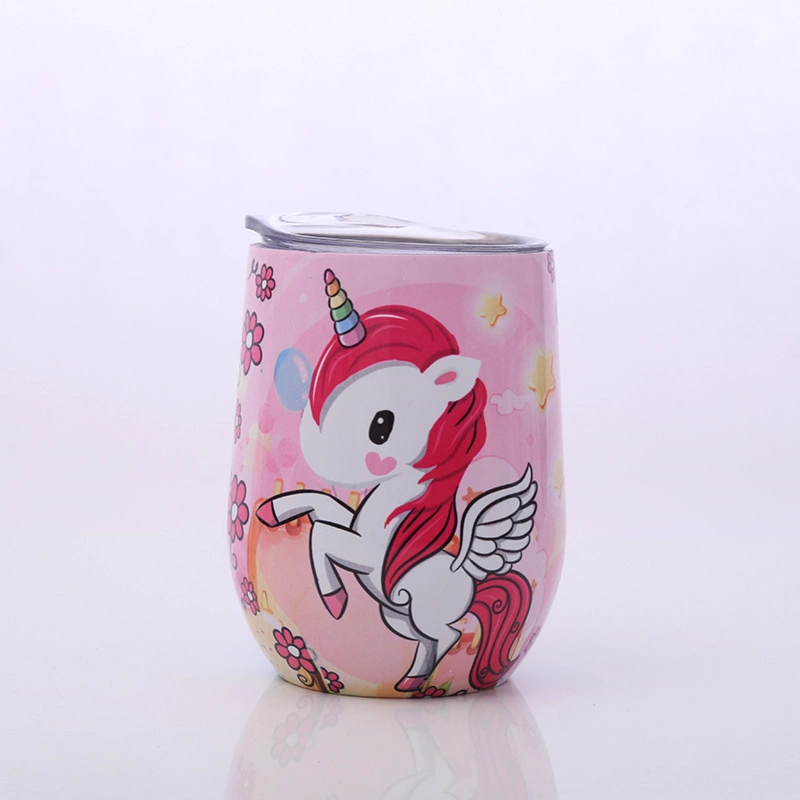 Stainless Steel Mug Eggshell Cute Cartoon Cup Sports Cup with Straw