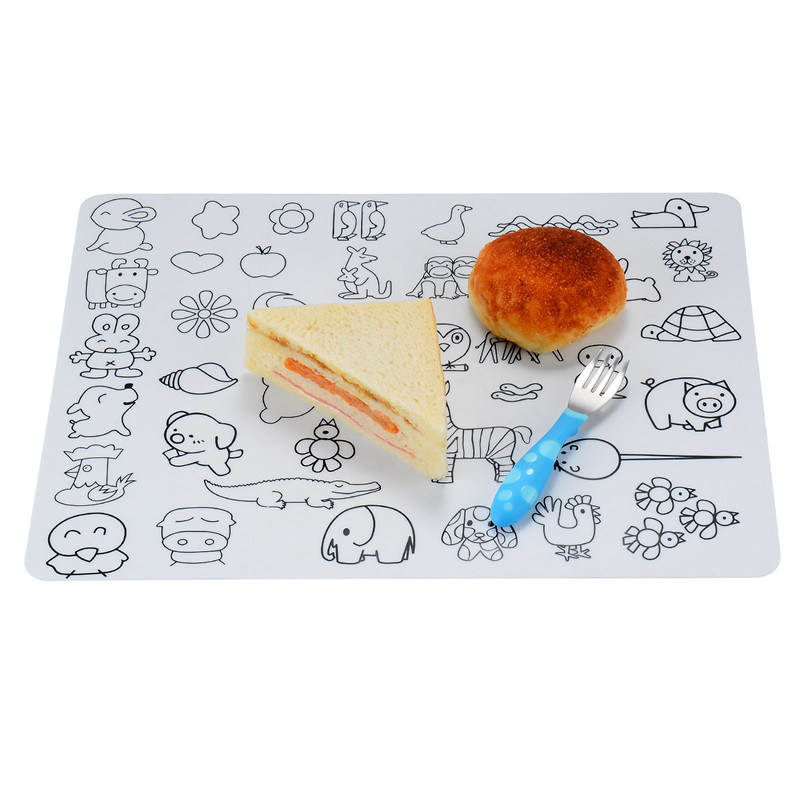 SGS Food Grade Child Silicone Placemat Anti-Slip Painting Pads Baby Feeding Silicon Plate Bowl Pad for Kids