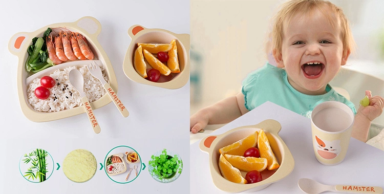Baby Dinnerware Bamboo Fiber Children/Kids Cutlery 100% Green Baby Feeding Set