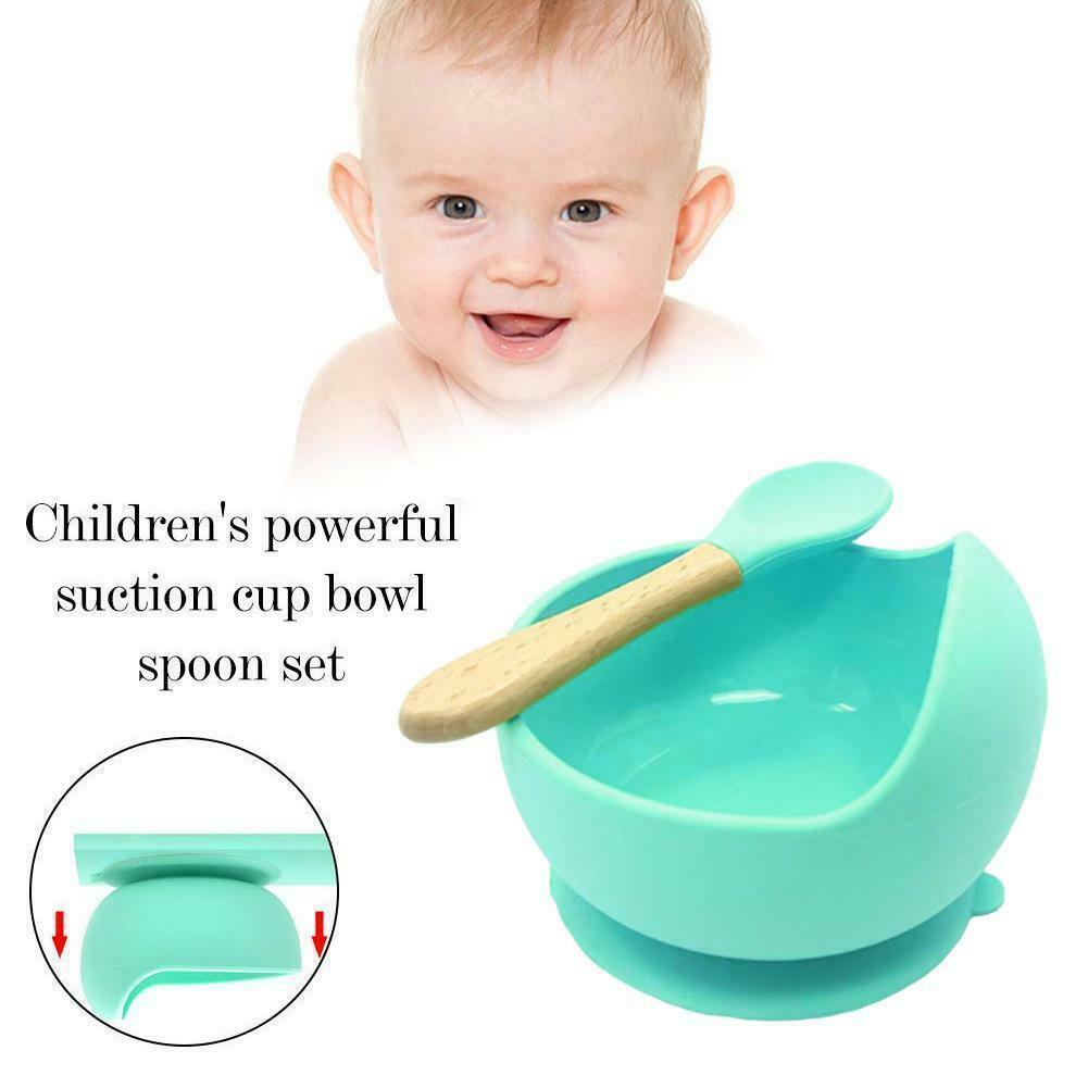Baby Silicone Suction Bowl with Spoon Feeding Dinner Set for Baby Toddler