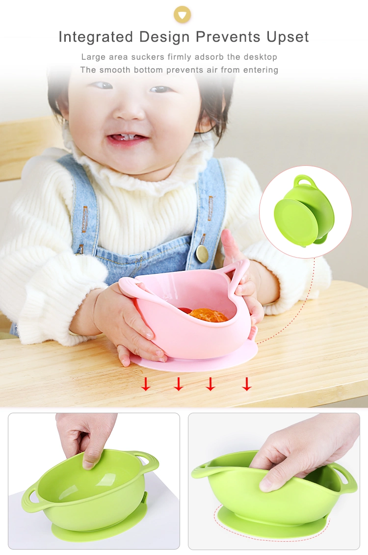 Food Grade BPA Free Silicone Baby Children Unbreakable Anti-Slip Dinner Suction Bowl Sedex BSCI