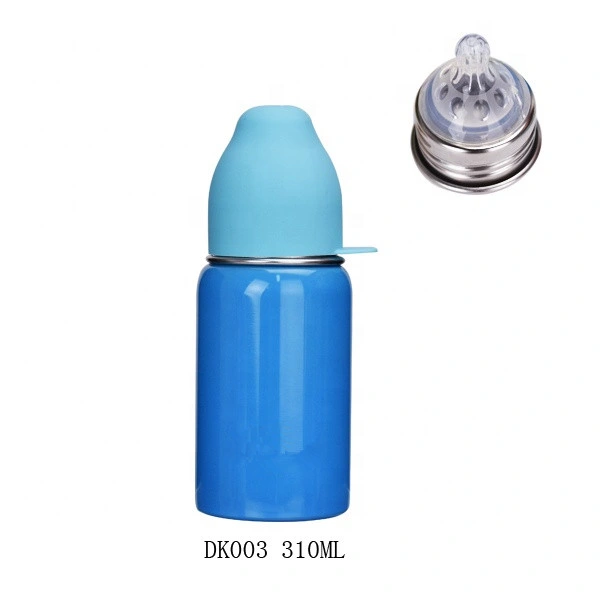 Dk003 310ml/10oz Eco-Friendly Kids Bottle Stainless Steel Feeding Bottle Silicone Lid Nursing Bottle Flfs152