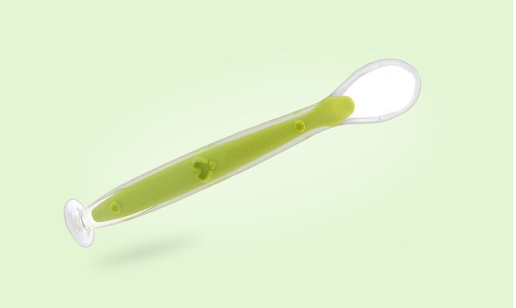 New Design Silicone Baby Food Spoon with Suction Base