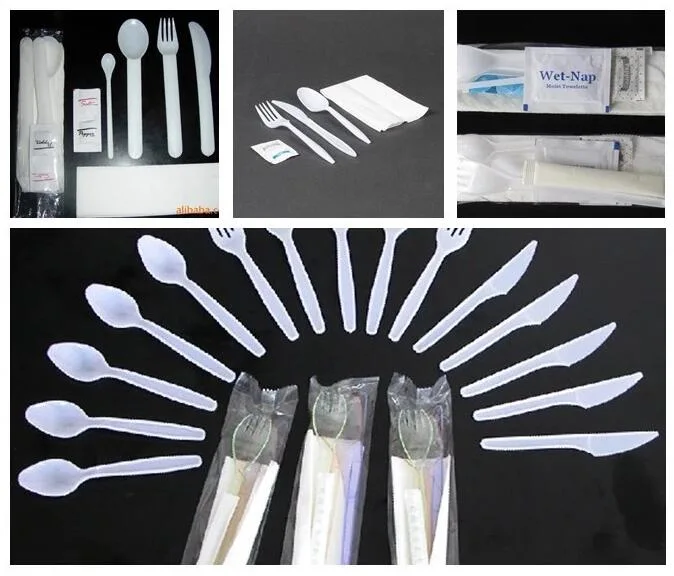 Disposable Plastic Wooden Cutlery Fork Spoon Automatic Packing Machine with Feeder