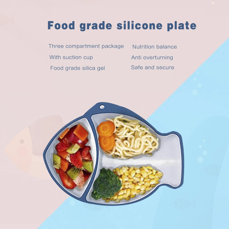 Baby Plate Suction Non-Slip Toddlers Kids Food Feeding Table Placement Baby Silicone Plate